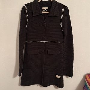 Odd Molly Anthropologie Knit Blue and White Coat Sweater Size 1